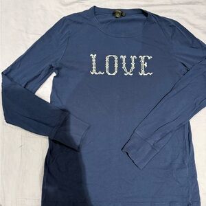 J crew LOVE Graphic Long Sleeve Tee - Navy Blue size Small